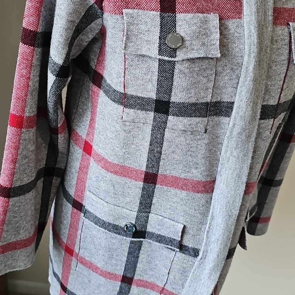 ANNE KLEIN PLAID SWEATER JACKET M - Picture 3 of 9